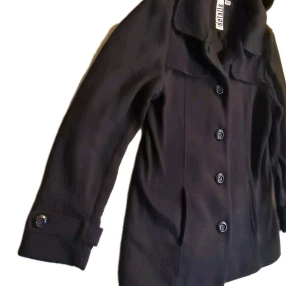 Intl D.E.T.A.I.L.S. Hooded Jacket Women Large Peacoat Hip Length Black L - Picture 8 of 10